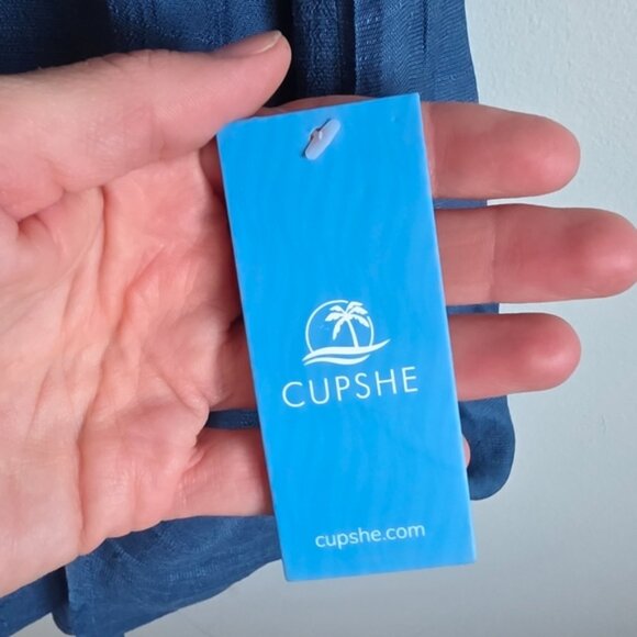 Cupshe Blue Relaxed Tunic Swim Coverup Sz Medium NEW - Picture 12 of 13